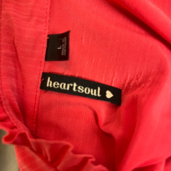 Coral pull over blouse in a bright beautiful Coral by Heartsoul in large - Picture 4 of 5